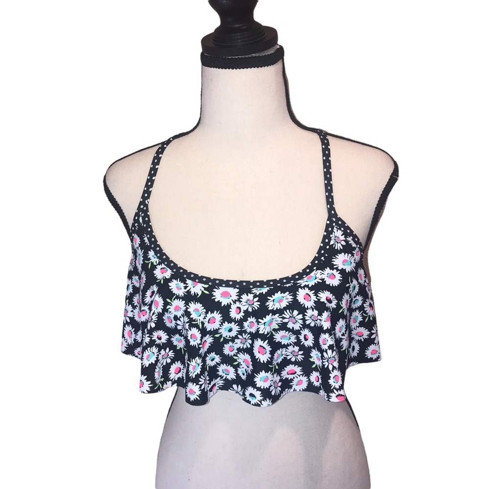 California waves size M Bikini Swim Top Floral Print Strappy Back NWOT
